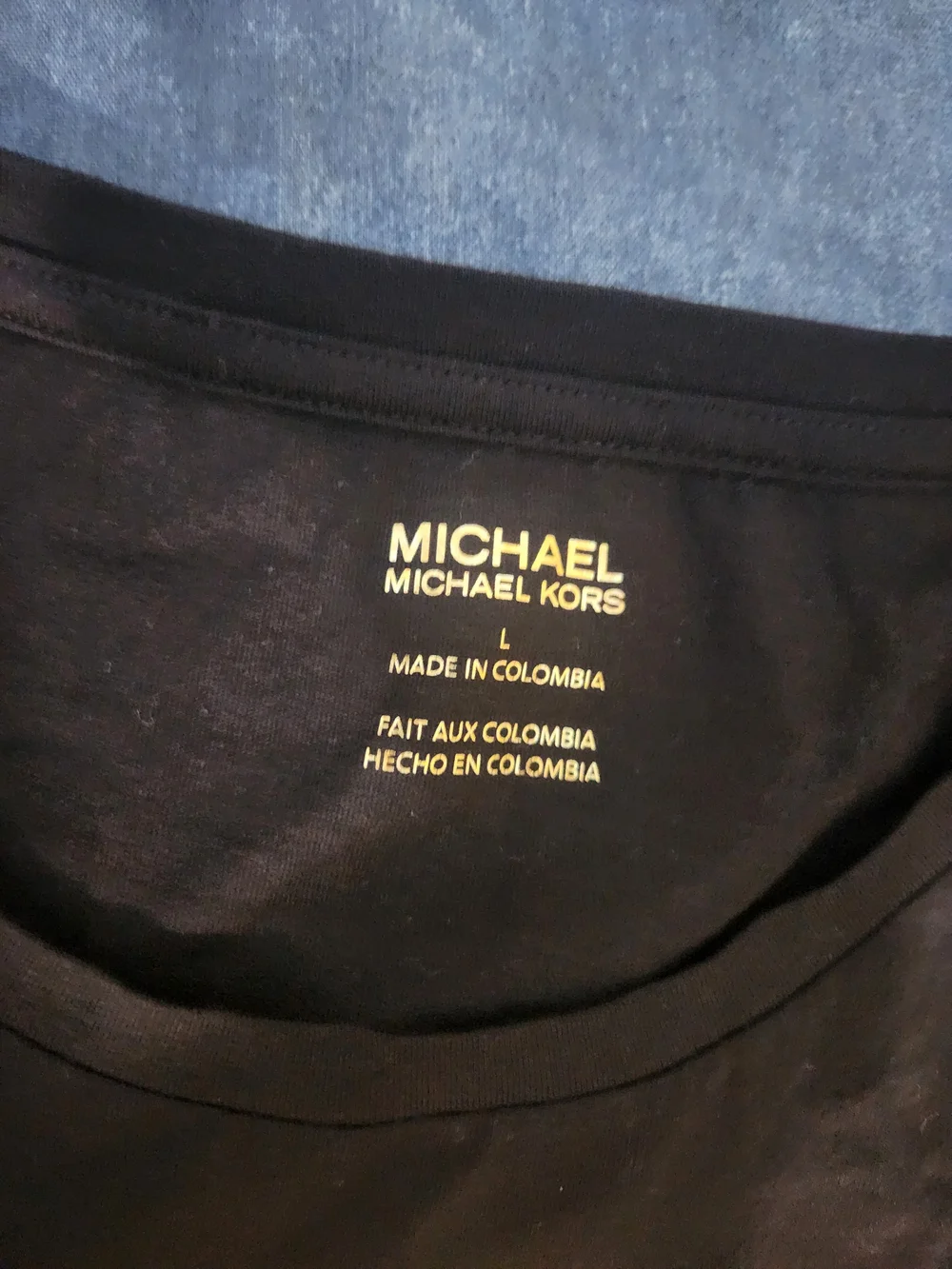Michael Kors Kids Black Tee with Gold MK Graphic